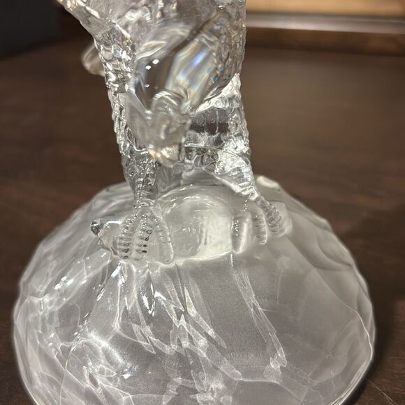 Vintage 1970 Leaded Crystal D' Arques Eagle w Fish Sculpture Statue Paper Weight - Picture 9 of 10